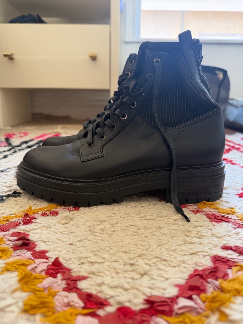 Gianvito Rossi Black Lace-Up Platform Combat Boots